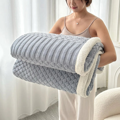 Thick Textured Sherpa Fleece Throw Blanket