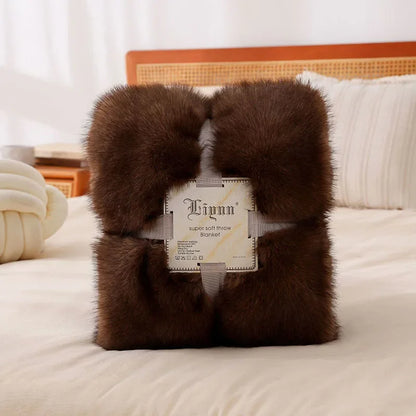Luxury Faux Fox Plush Throw Blanket
