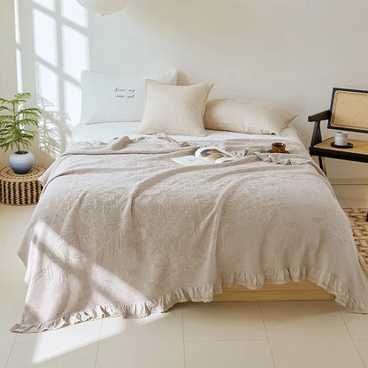 Breathable Waffle Cotton Blanket – Lightweight 100% Cotton Waffle Weave Throw – All-Season Bed Blanket – Cozy Sofa & Couch Blanket – Decorative Summer Blanket – Machine Washable