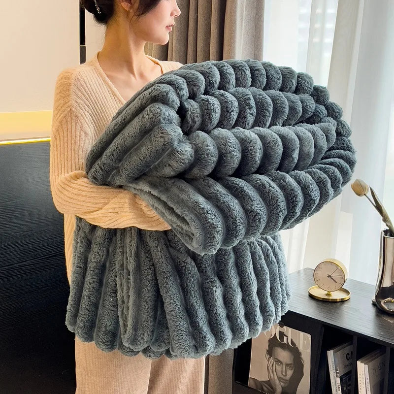 Luxury Faux Rabbit Fur Throw Blanket