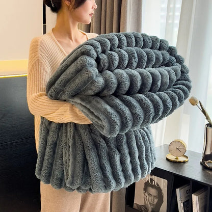 Luxury Faux Rabbit Fur Throw Blanket