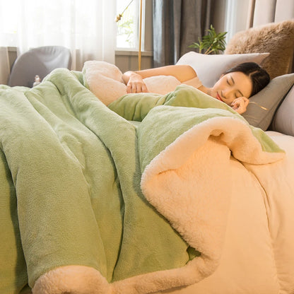 Flannel & Sherpa Reversible Winter Throw Blanket