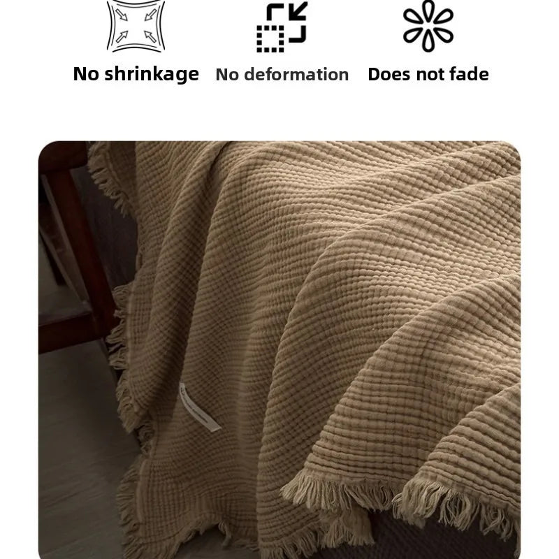 Japanese Six-Layer Cotton Throw Blanket – Lightweight Breathable Bed Blanket – Soft Sofa Throw – Decorative Gauze Blanket – All-Season Cozy Blanket