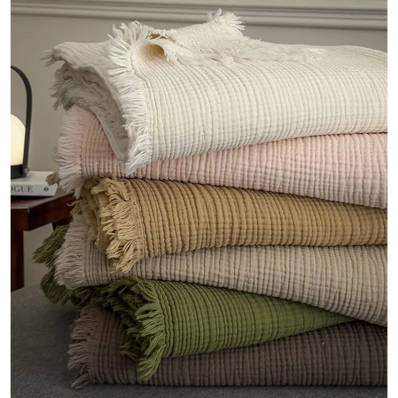Japanese Six-Layer Cotton Throw Blanket – Lightweight Breathable Bed Blanket – Soft Sofa Throw – Decorative Gauze Blanket – All-Season Cozy Blanket