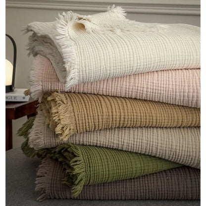 Japanese Six-Layer Cotton Throw Blanket – Lightweight Breathable Bed Blanket – Soft Sofa Throw – Decorative Gauze Blanket – All-Season Cozy Blanket