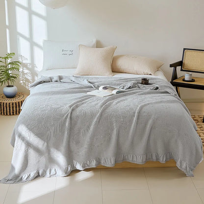 Breathable Waffle Cotton Blanket – Lightweight 100% Cotton Waffle Weave Throw – All-Season Bed Blanket – Cozy Sofa & Couch Blanket – Decorative Summer Blanket – Machine Washable