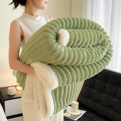Striped Fleece & Sherpa Reversible Throw Blanket