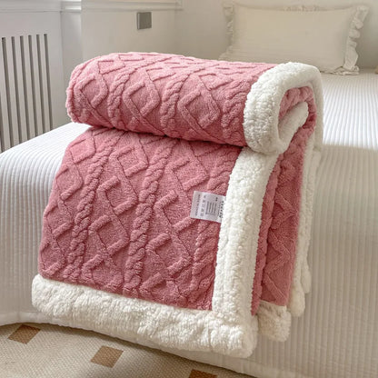 Solid Color Reversible Sherpa Fleece Throw Blanket