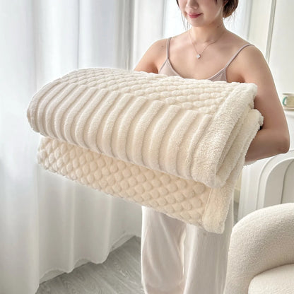 Thick Textured Sherpa Fleece Throw Blanket