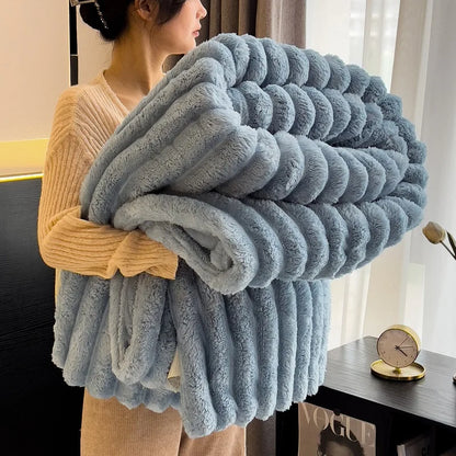 Luxury Faux Rabbit Fur Throw Blanket