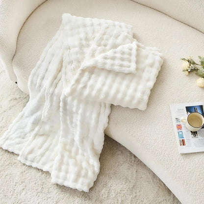 Plush Fleece Throw Blanket – Striped Reversible Textured Blanket – Soft Lightweight Cozy Warm All-Season Throw