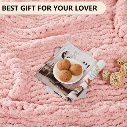 Hand-Knitted Chunky Knit Blanket (Chenille)