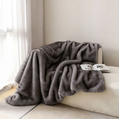 Luxury Faux Fox Plush Throw Blanket