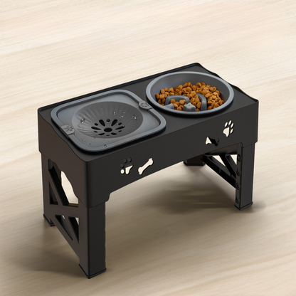 Comedero para Perros Antivoracidad Elevado y Ajustable – 2 Cuencos de Acero Inoxidable (Agua y Comida) con Base Antideslizante