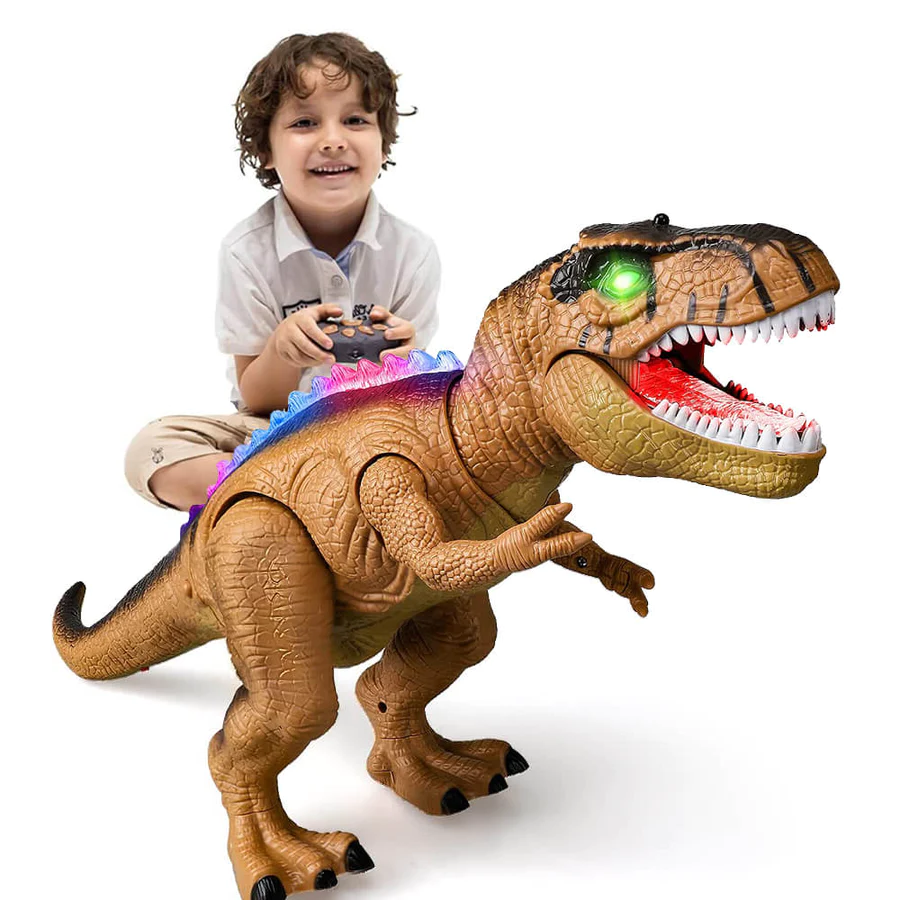 Juguete de dinosaurio con control remoto que camina y ruge – Luces LED, sonidos realistas y material seguro para niños