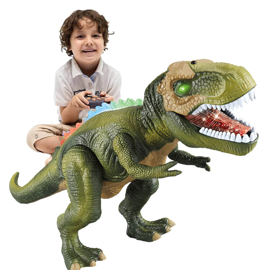 Juguete de dinosaurio con control remoto que camina y ruge – Luces LED, sonidos realistas y material seguro para niños