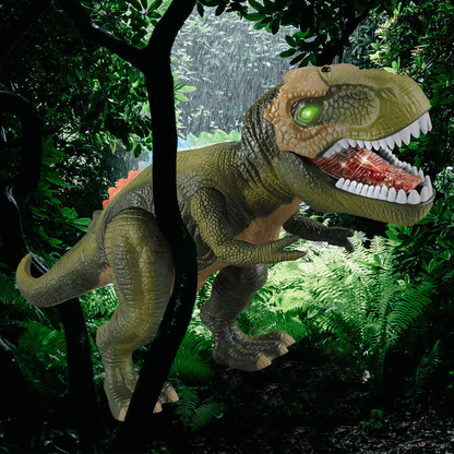 Juguete de dinosaurio con control remoto que camina y ruge – Luces LED, sonidos realistas y material seguro para niños