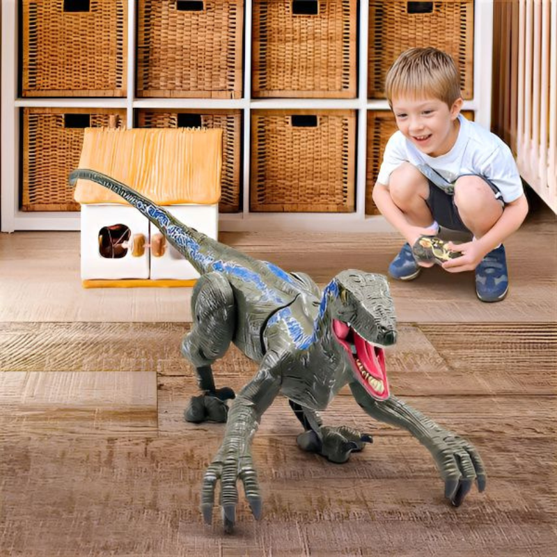 Juguete de dinosaurio Velociraptor con control remoto, luces y sonidos – Interactivo, educativo y recargable para niños