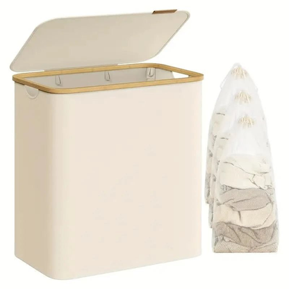 150L laundry basket, 3 removable compartments – Large capacity, slim and sturdy design