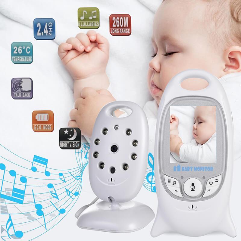 Portable Baby Monitor with Camera and Night Vision – Travel Monitor with Two-Way Audio, Temperature Sensor, and Built-In Lullabies