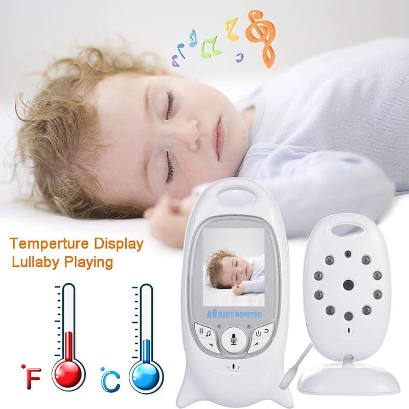 Portable Baby Monitor with Camera and Night Vision – Travel Monitor with Two-Way Audio, Temperature Sensor, and Built-In Lullabies