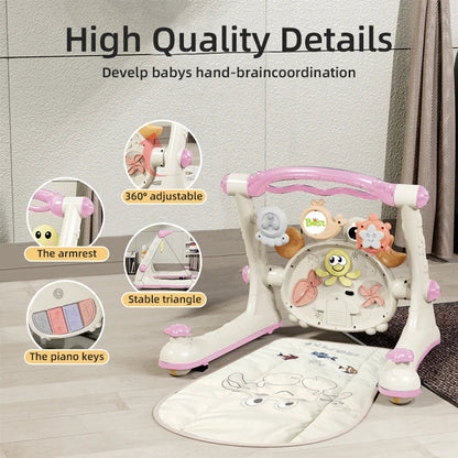 4-in-1 Baby Car Activity Center with Piano – Multi-Function Walker, Play Table & Fitness Gym for Newborns and Toddlers (0–18 Months)