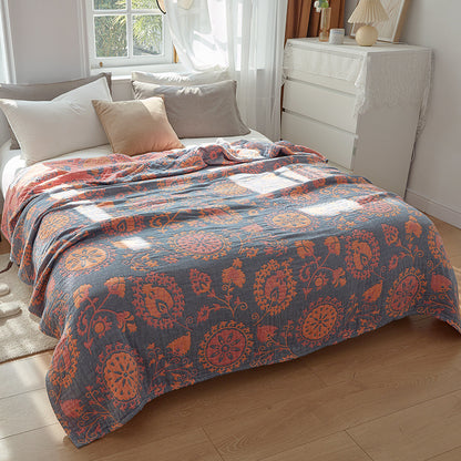 Floral Reversible Cotton Gauze Blanket