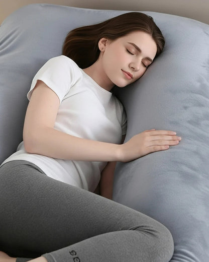 Multifunctional Pregnancy and Nursing Pillow – Lightweight, Ergonomic, Full-Body Support with Soft Velvet Cover