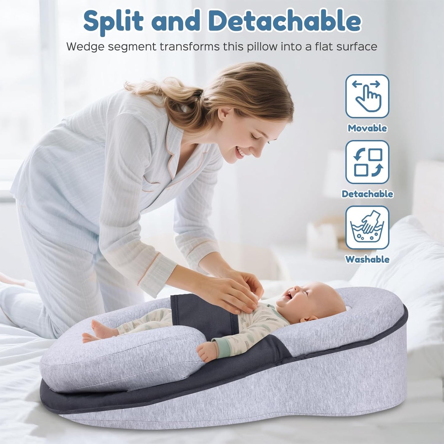 Anti-Reflux and Support Baby Pillow – Ergonomic, Breathable, and Adjustable for Nursing and Rest