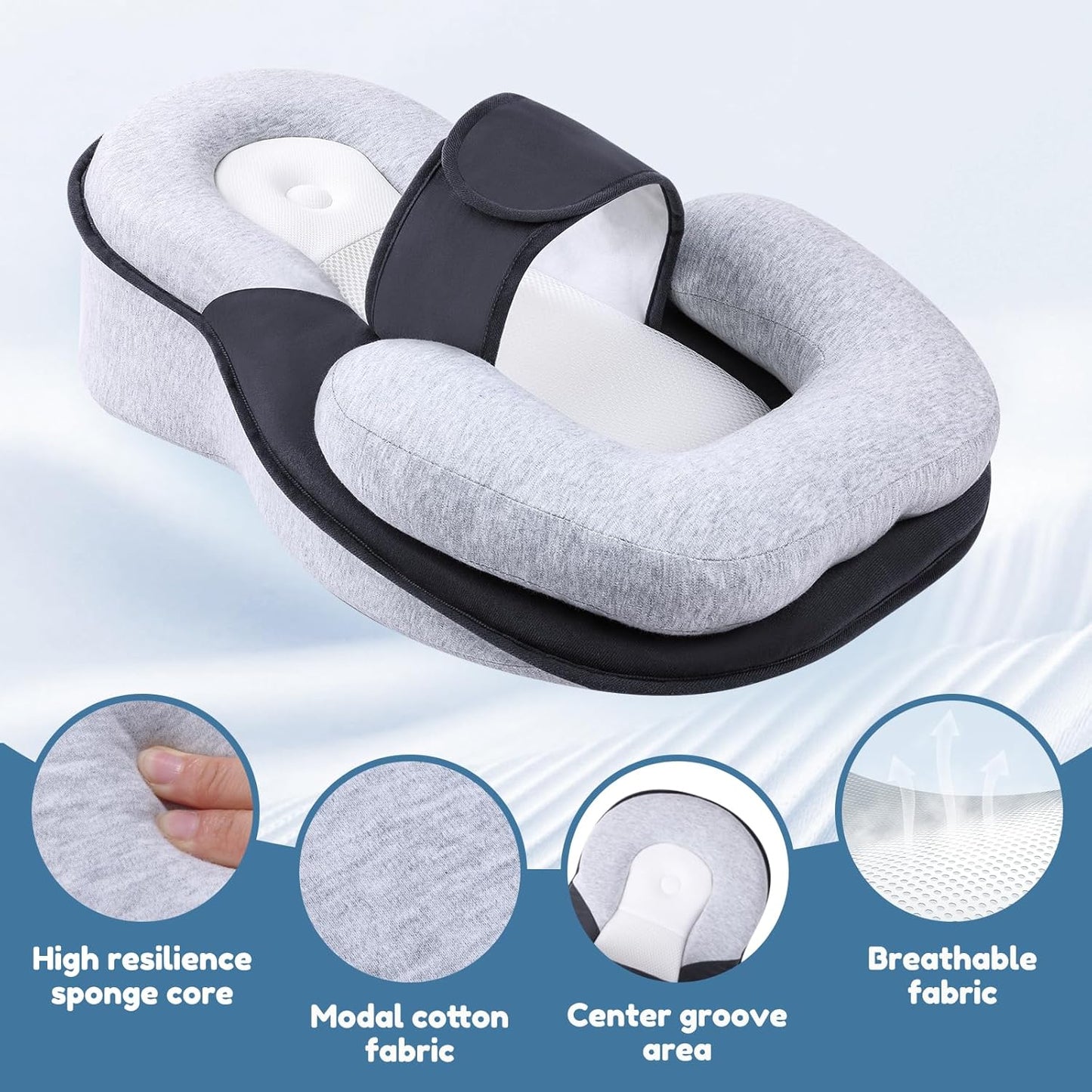 Anti-Reflux and Support Baby Pillow – Ergonomic, Breathable, and Adjustable for Nursing and Rest