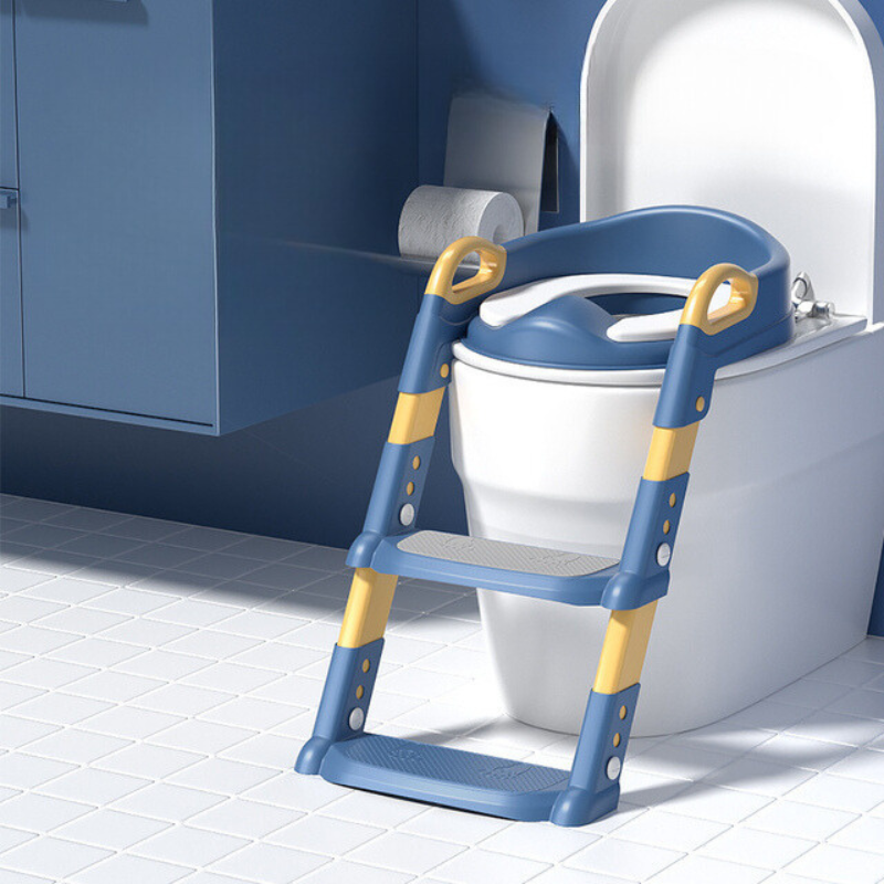 Kids Potty Training Seat with Non-Slip Ladder and Foldable Padded Seat