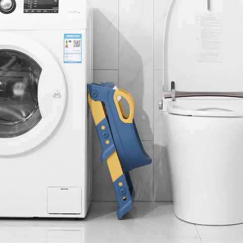 Kids Potty Training Seat with Non-Slip Ladder and Foldable Padded Seat