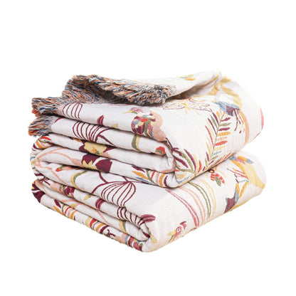Floral Reversible Cotton Gauze Blanket – Bed Throw – Sofa Throw – Decorative Blanket – All-Season Blanket – Lightweight Blanket – Machine Washable