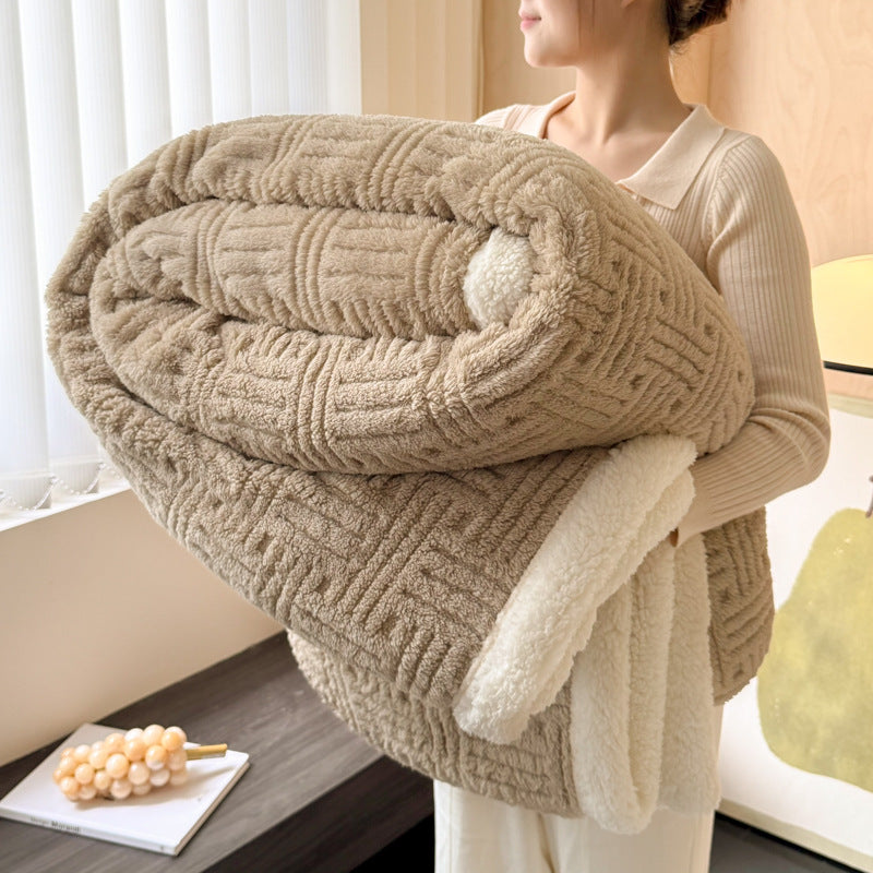 Textured Jacquard Sherpa Fleece Throw Blanket