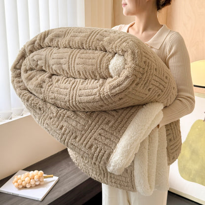 Textured Jacquard Sherpa Fleece Throw Blanket