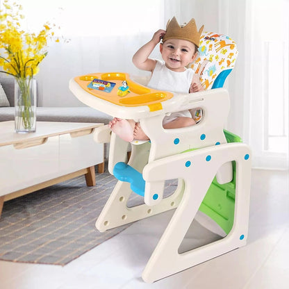 3-in-1 Adjustable Baby High Chair – Reclining Seat, Removable Double Tray, Convertible Feeding Chair for Infants & Toddlers