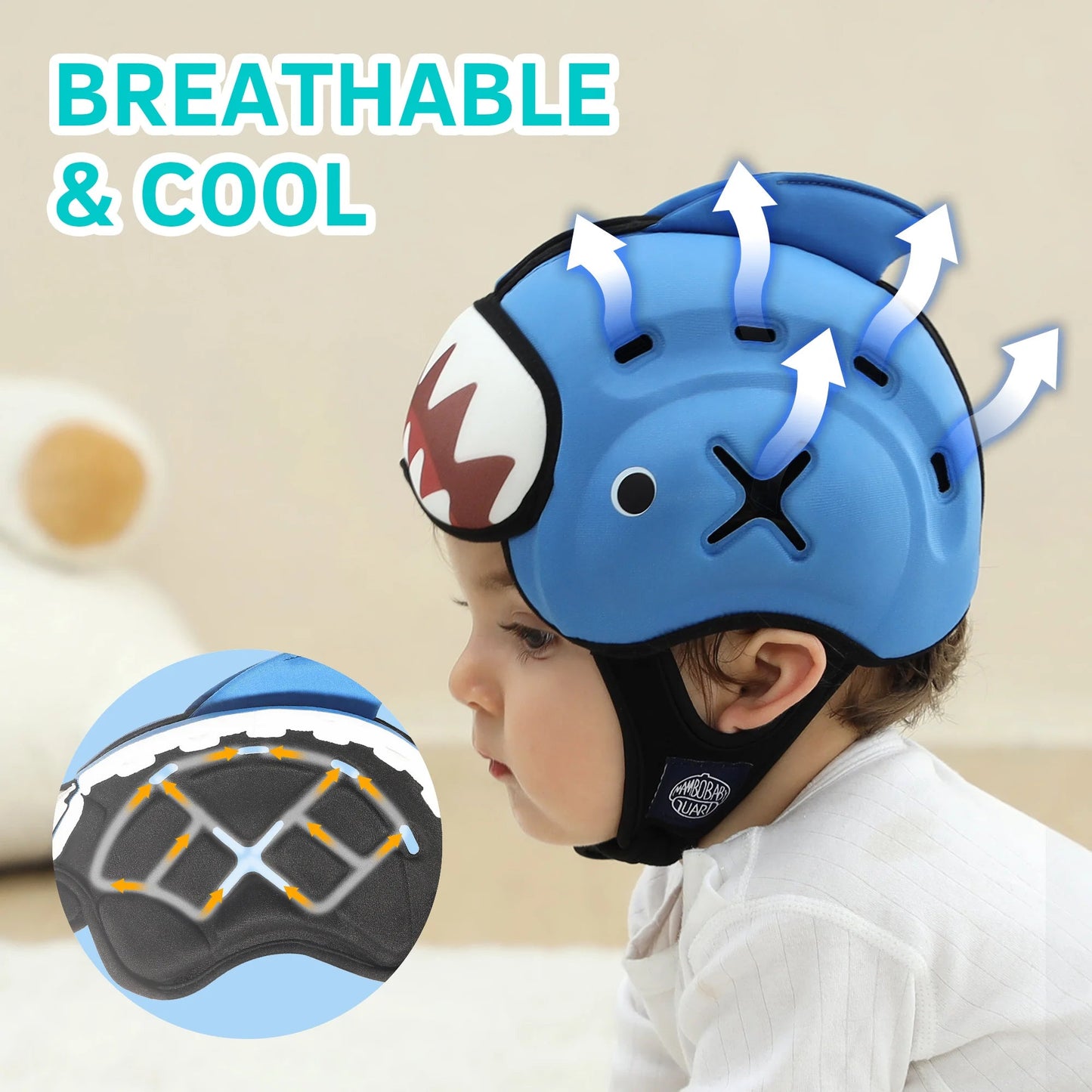 Baby Safety Helmet for Crawling and Walking – Ultra Lightweight, Breathable, Adjustable Head Protector with Fun Animal Designs