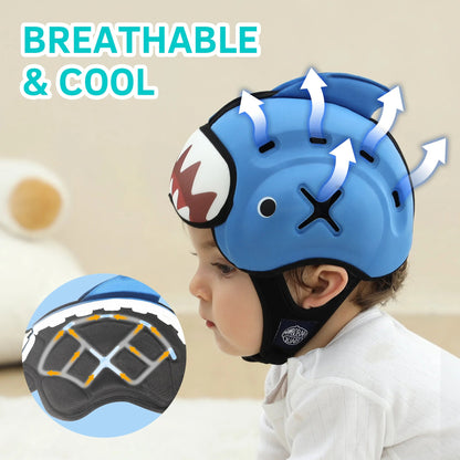 Baby Safety Helmet for Crawling and Walking – Ultra Lightweight, Breathable, Adjustable Head Protector with Fun Animal Designs