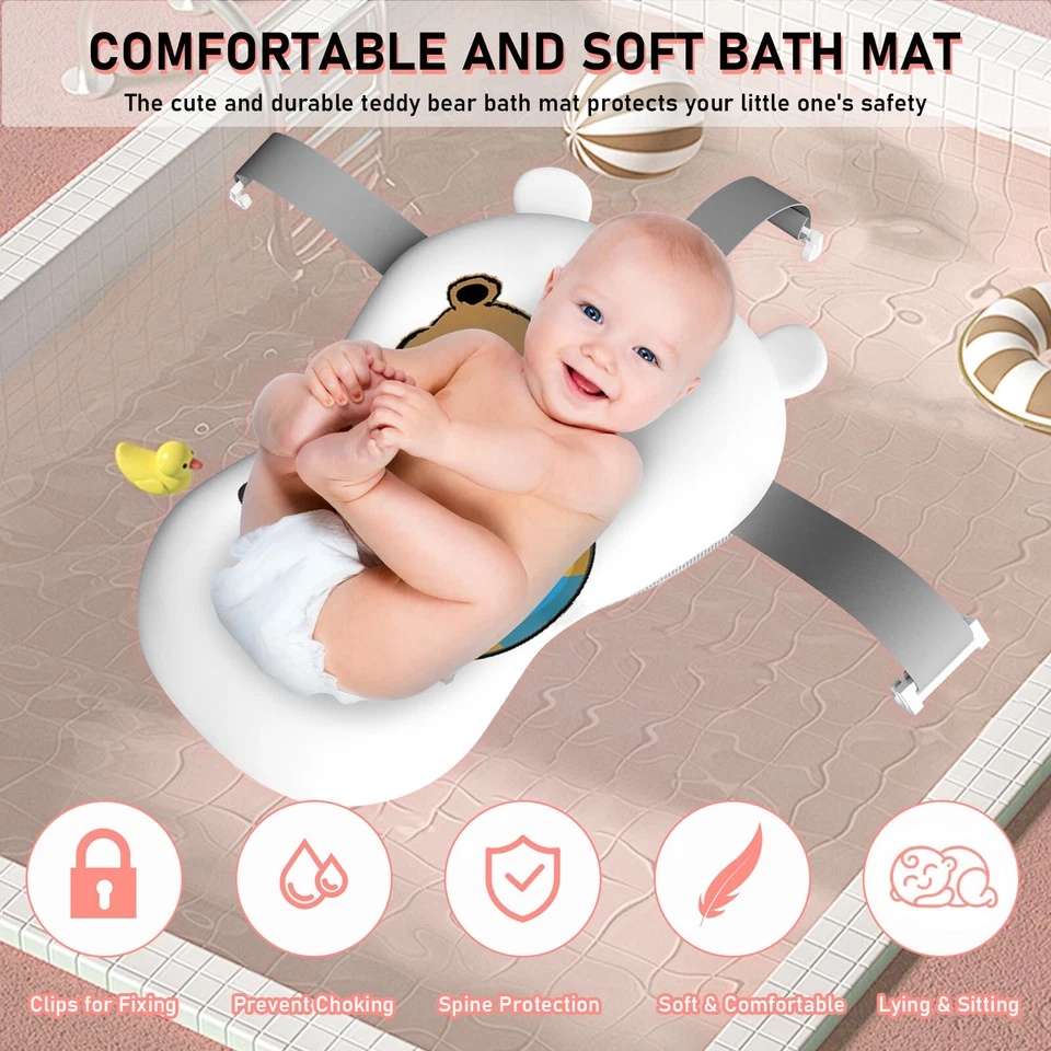 Foldable Baby Bathtub with Support Cushion – Non-Slip, Compact, and Safe for Newborns