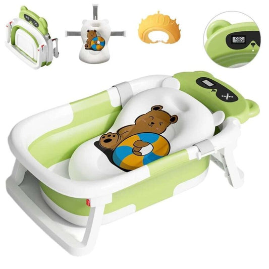 Foldable Baby Bathtub with Support Cushion – Non-Slip, Compact, and Safe for Newborns