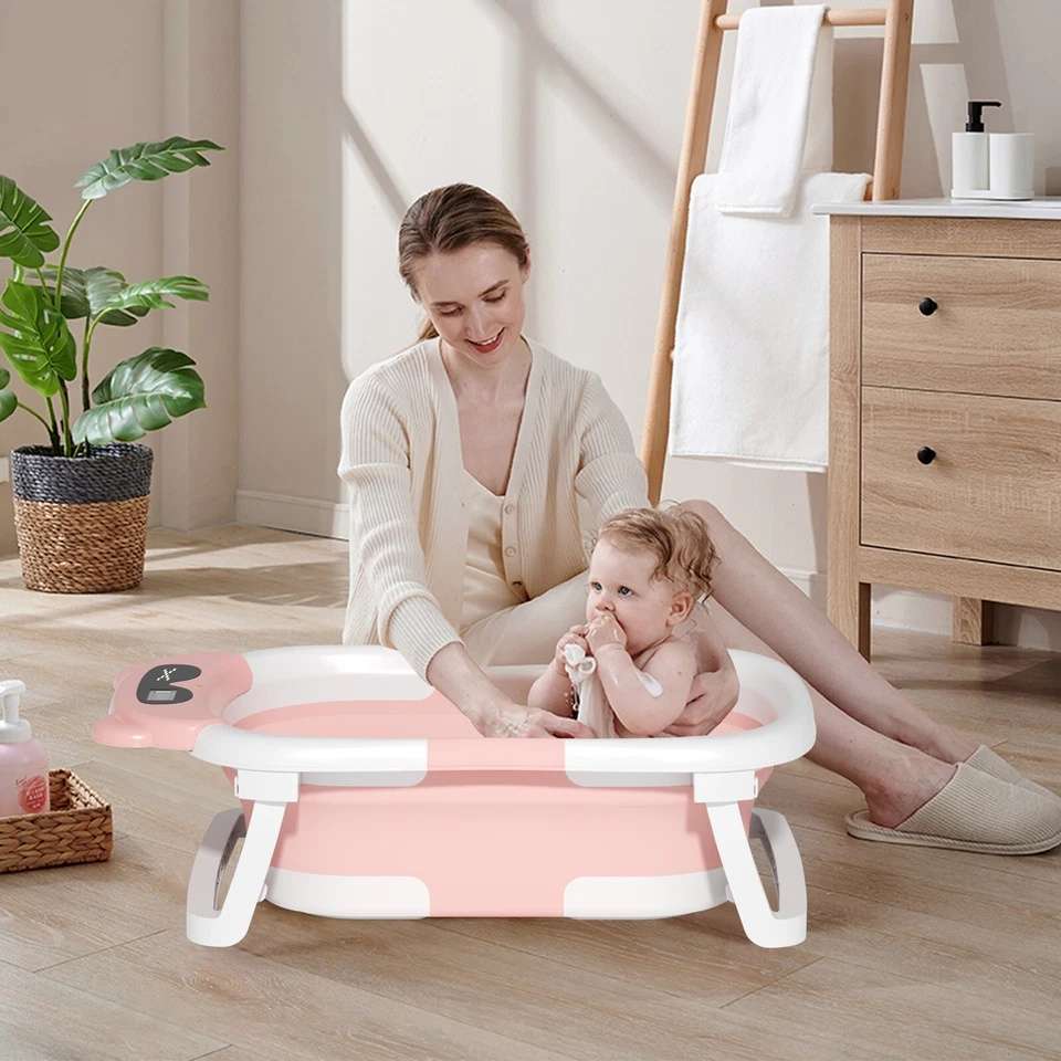 Foldable Baby Bathtub with Support Cushion – Non-Slip, Compact, and Safe for Newborns