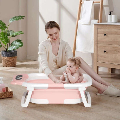 Foldable Baby Bathtub with Support Cushion – Non-Slip, Compact, and Safe for Newborns