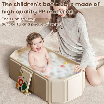 Foldable Baby Bathtub with Animal Design – Portable Infant & Toddler Shower Basin with Temperature Display & Drain Outlet