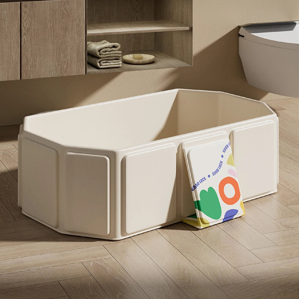 Foldable Baby Bathtub with Animal Design – Portable Infant & Toddler Shower Basin with Temperature Display & Drain Outlet