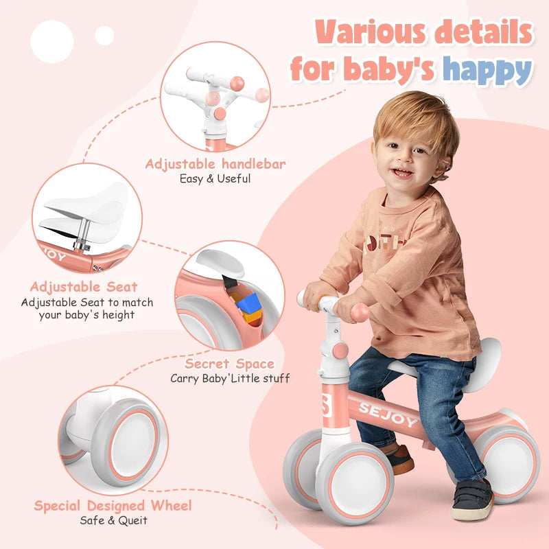 Adjustable Baby Bike – First Balance Bike for Boys and Girls with Adjustable Seat and Handlebar