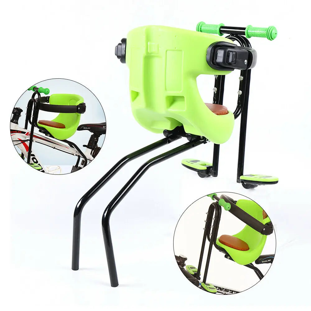 Front-Mounted Child Bike Seat – Cushioned PU Safety Seat for Mountain Bikes, 8 Months–4 Years, with Removable Guardrail & Footrests