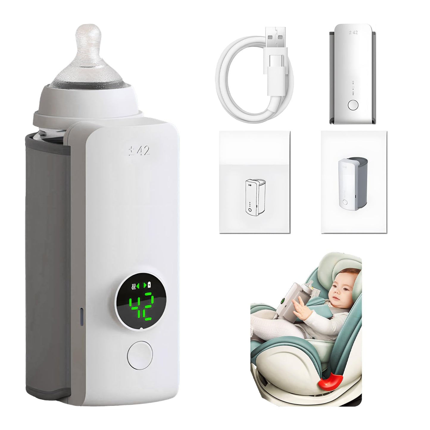 Portable Wireless Baby Bottle Warmer with USB Charging – Keeps Milk at Ideal Temperature for Travel and Outings
