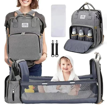 3-in-1 Baby Diaper Bag with Foldable Travel Bassinet – Large Capacity, Waterproof, and Multifunctional