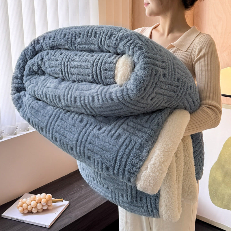 Textured Jacquard Sherpa Fleece Throw Blanket