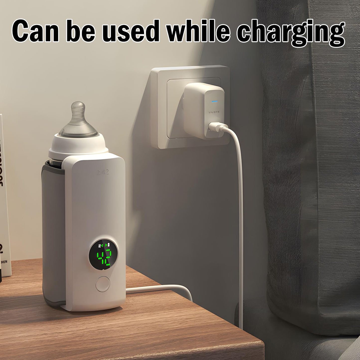 Portable Wireless Baby Bottle Warmer with USB Charging – Keeps Milk at Ideal Temperature for Travel and Outings